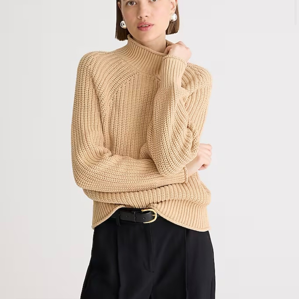 NWOT J. Crew Sandy Beach Tan Rollneck Relaxed Pullover Sweater in Size XXS BE159